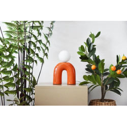 Lampe Pop u, orange, céramique, H.31 cm, G9 - LX FRANCE
