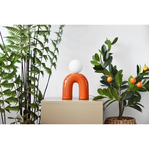 Lampe Pop u, orange, céramique, H.31 cm, G9 - LX FRANCE
