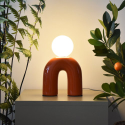 Lampe Pop u, orange, céramique, H.31 cm, G9 - LX FRANCE