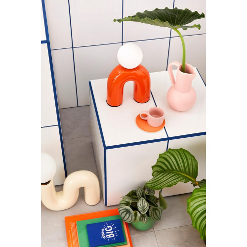 Lampe Pop u, orange, céramique, H.31 cm, G9 - LX FRANCE