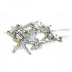 75 rivets alu / acier à tête large Ø 4 x 10 mm - TECHMAN