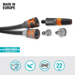 Kit tuyau Liano™Life 20m, Ø 13mm + pièces GARDENA System - léger et résistant - GARDENA