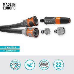 Kit tuyau Liano™Life 30m, Ø 13mm + pièces GARDENA System - léger et résistant - GARDENA