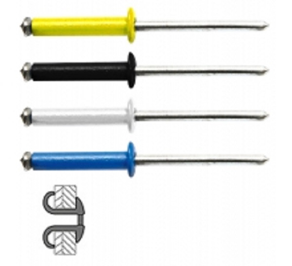 Techman 48 rivets éclatés aluacier à tête plate couleur D. 4 x 16 mm - vue 2