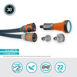 Kit tuyau Liano™Xtreme 15m, Ø 13mm + pièces GARDENA System - ultra résistant - GARDENA