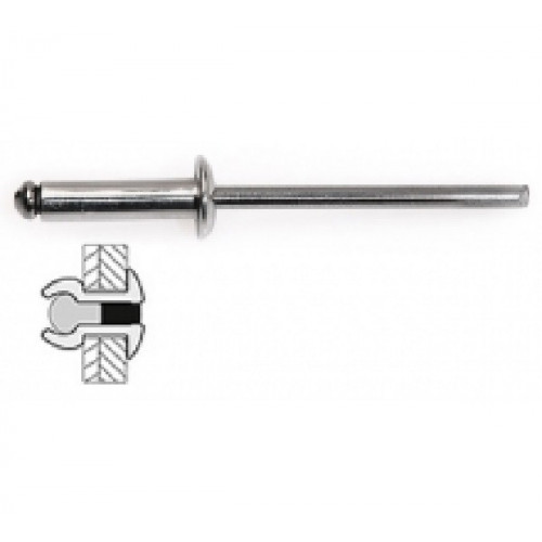 75 rivets acier / acier à tête plate Ø 4 x 10 mm - TECHMAN