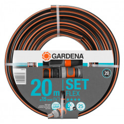 Tuyau d'arrosage Flex Ø 15 mm - 20 m + lance et raccords - GARDENA
