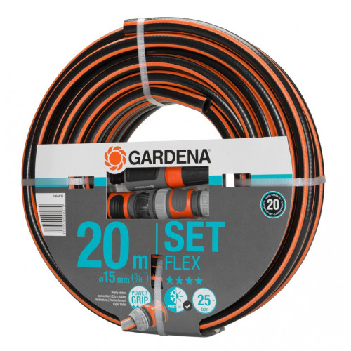 Tuyau d'arrosage Flex Ø 15 mm - 20 m + lance et raccords - GARDENA