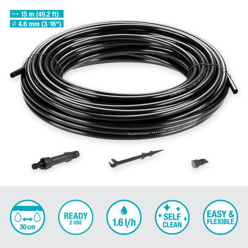 Kit d'irrigation Micro-Drip system pour les haies - 15 m - 4,6 mm - GARDENA