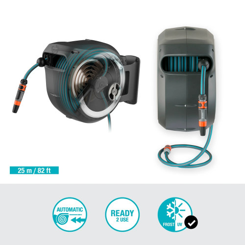 Dévidoir automatique mural RollUp M/L 25 m - GARDENA