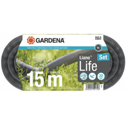 Kit tuyau Liano™Life 15m, Ø 13mm + pièces GARDENA System - léger et résistant de marque GARDENA, référence: J7874200