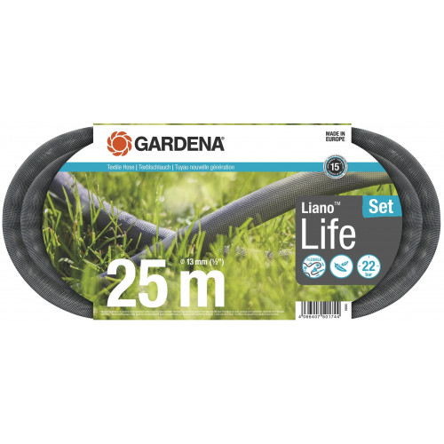 Kit tuyau Liano™Life 25m, Ø 13mm + pièces GARDENA System - léger et résistant - GARDENA