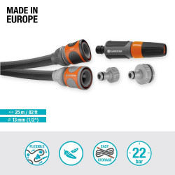 Kit tuyau Liano™Life 25m, Ø 13mm + pièces GARDENA System - léger et résistant - GARDENA