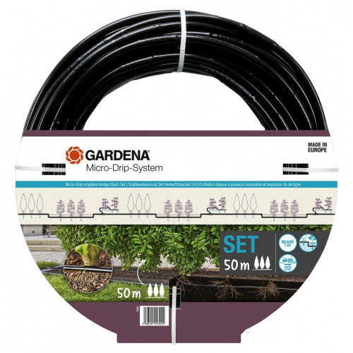 Kit d'initiation 50 m de tuyau à goutteurs incorporés et bouchon fin de ligne pour plantes - GARDENA