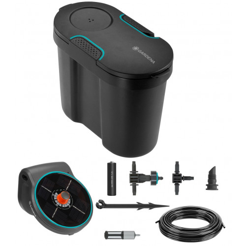 Solution d'arrosage automatique solaire AquaBloom avec réserve d'eau - GARDENA