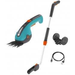 Kit cisaille à gazon ClassicCut Li + manche télescopique + roues - Coupe 8 cm de marque GARDENA, référence: J7887400