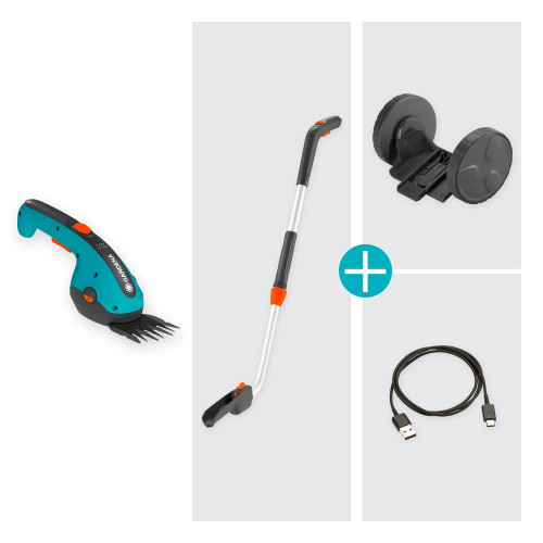 Kit cisaille à gazon ClassicCut Li + manche télescopique + roues - Coupe 8 cm - GARDENA