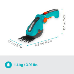 Kit cisaille à gazon ComfortCut Li + lame taille-buissons - Coupe 8/12 cm - GARDENA
