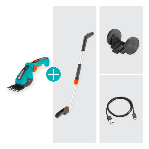 Kit cisaille à gazon ComfortCut Li + manche télescopique + roues - Coupe 8 cm - GARDENA