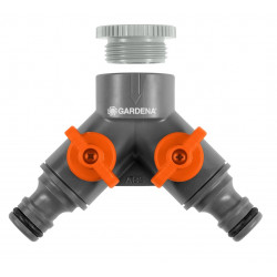 Sélecteur d'arrosage en Y sur robinet 2 circuits filetage 33,3 mm de marque GARDENA, référence: J81800