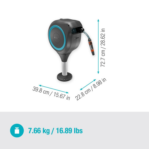 Dévidoir automatique pour terrasse RollUp S 15m - Bleu - GARDENA