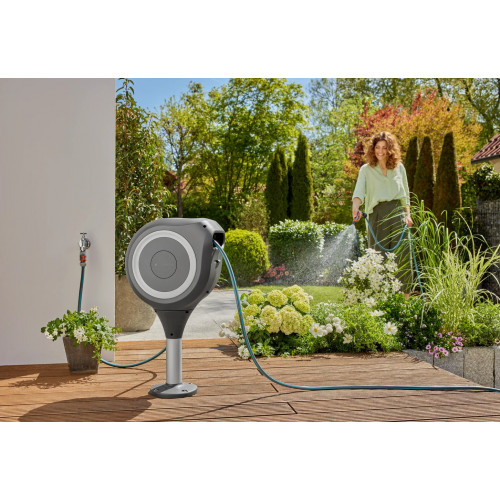 Dévidoir automatique pour terrasse RollUp S 15m - Blanc - GARDENA