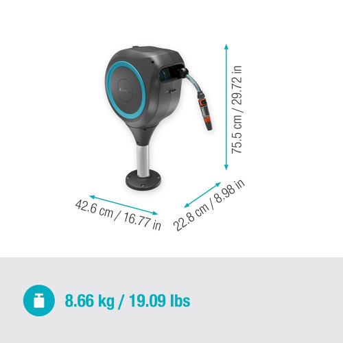 Dévidoir automatique pour terrasse RollUp M 20m - Bleu - GARDENA