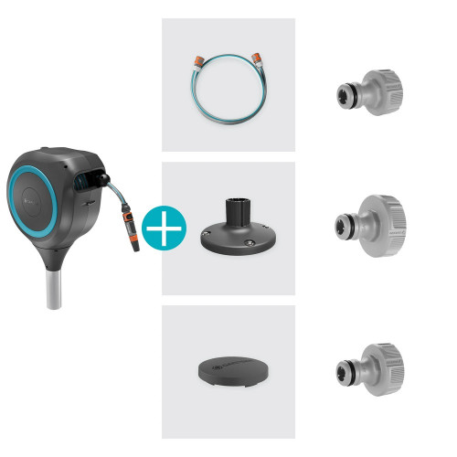 Dévidoir automatique pour terrasse RollUp M 20m - Bleu - GARDENA