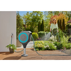 Dévidoir automatique pour terrasse RollUp M 20m - Bleu - GARDENA