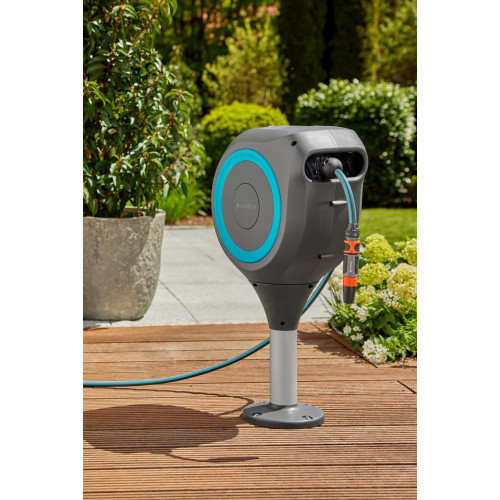 Dévidoir automatique pour terrasse RollUp M 20m - Bleu - GARDENA