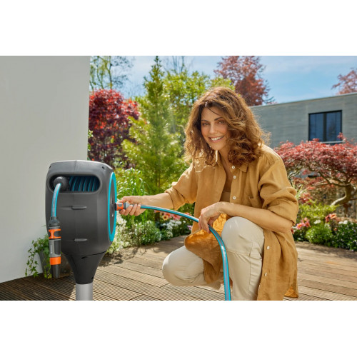 Dévidoir automatique pour terrasse RollUp M 20m - Bleu - GARDENA