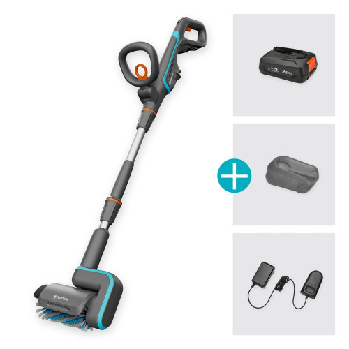 Nettoyeur de terrasse AquaBrush 18V / P4A - Patio - Kit prêt-à-l'usage - GARDENA