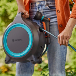 Dévidoir portable automatique - MoveMatic - Tuyau 12,5 m - Enroulement RollControl - GARDENA