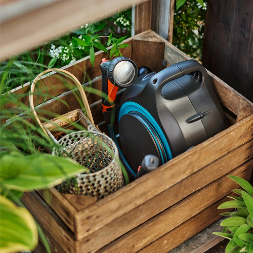 Dévidoir portable automatique - MoveMatic - Tuyau 12,5 m - Enroulement RollControl - GARDENA