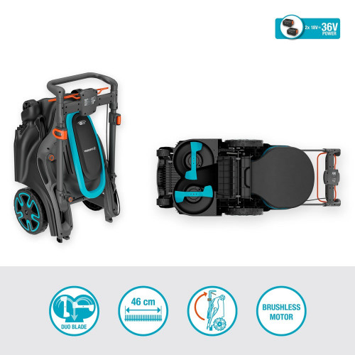 Tondeuse à batterie double lame - PowerMax Duo 46/36V P4A - Largeur 46 cm - Jusqu’à 600 m² - GARDENA