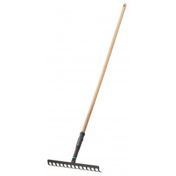 Râteau PureLine - 36 cm - 14 dents acier - Manche bois FSC 100 % de marque GARDENA, référence: J9501300