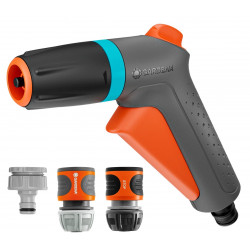 Pistolet de nettoyage multijet Classic + raccord Aquastop - 2 jets avec kit de raccordement complet de marque GARDENA, référence: J9502000