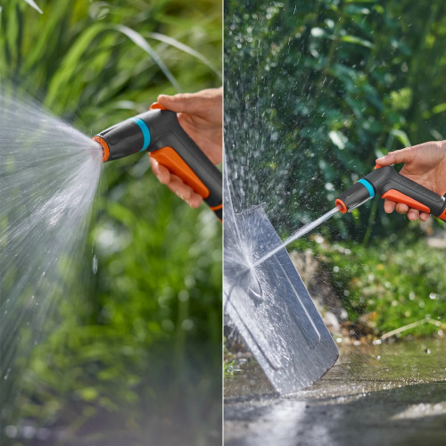 Pistolet de nettoyage multijet Classic + raccord Aquastop - 2 jets avec kit de raccordement complet - GARDENA