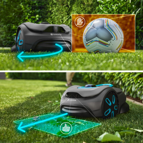 Smart SILENO sense 400 m² - Tondeuse robot sans câble avec IA, Trim-to-Edge et LONA™ Intelligence - GARDENA