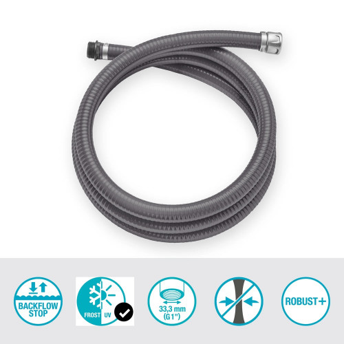 Extension de tuyau d’aspiration 25 mm (1”) - 4 m - Raccord métallique G1” - GARDENA