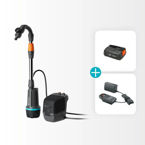 Pompe pour collecteur d’eau de pluie 18 V 2400 l/h - kit prêt à l’emploi avec batterie - GARDENA