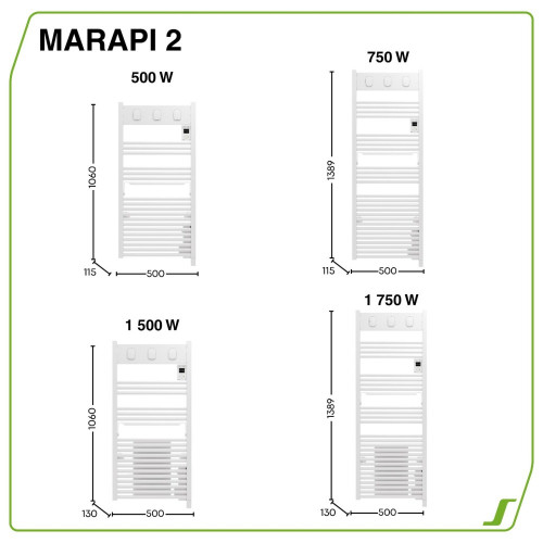 Sèche-serviettes électrique à inertie fluide Marapi 2 500W SAUTER anthracite - SAUTER