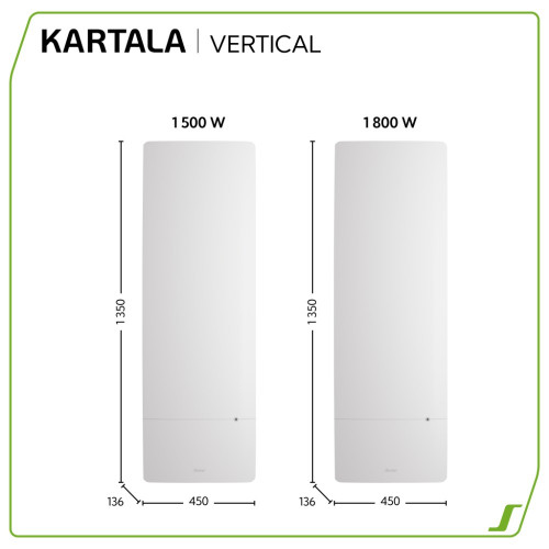 Radiateur électrique connecté à inertie sèche Kartala 1800W SAUTER vertical - SAUTER