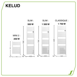 Sèche-serviettes électrique à inertie fluide Kelud mini 250W SAUTER blanc - SAUTER