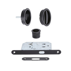 Kit serrure de porte galandage rond conda/déconda zamak noir de marque CHRISLIGNE, référence: B10006500