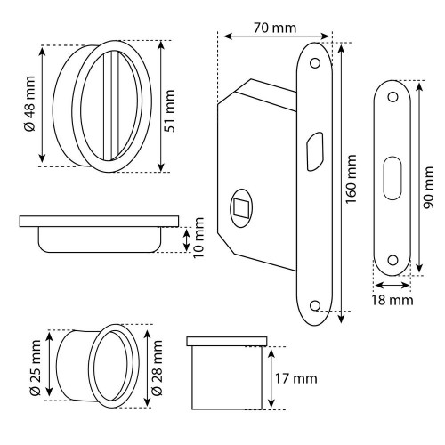 Kit serrure de porte galandage rond conda/déconda zamak nickelé - CHRISLIGNE