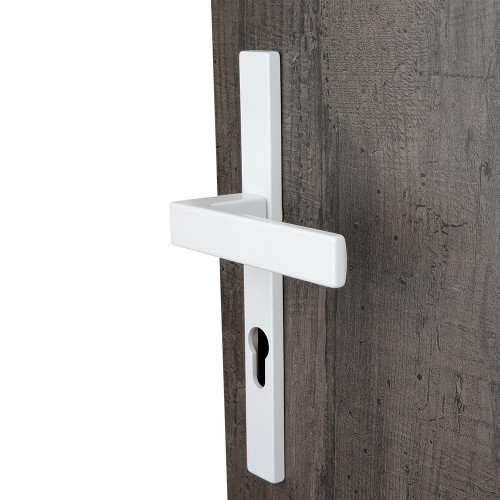 2 poignées de porte Abby trou de cylindre ALPERTEC, alu entraxe 195mm, blanc mat - ALPERTEC