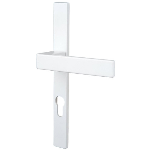 2 poignées de porte Abby trou de cylindre ALPERTEC, alu entraxe 195mm, blanc mat - ALPERTEC