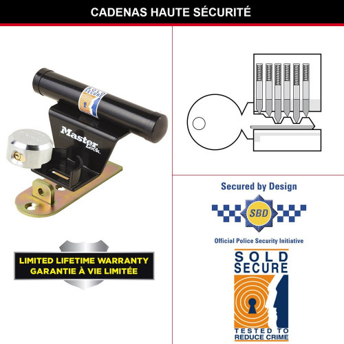 Antivol pour porte de garage basculante MASTERLOCK 1488EURDAT noir - MASTER LOCK