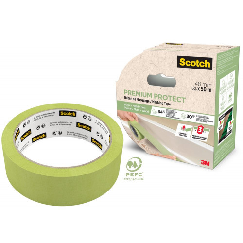 Ruban de masquage SCOTCH l.48 mm x L.50 m premium protect - SCOTCH